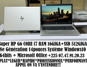 SUPER HP CORE i7 8eGénéeation RAM 16GIGA SSD512GIGA +225 0747912023