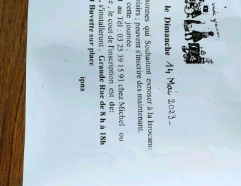 Brocante a Gumery le 14 mai 2023