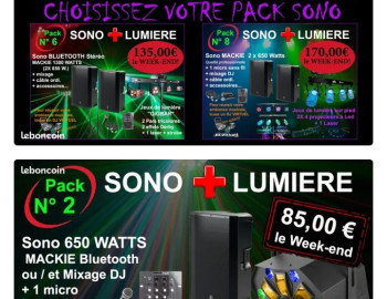 Location Sono pour mariage, anniversaire. Pack sonorisation / éclairage,  170